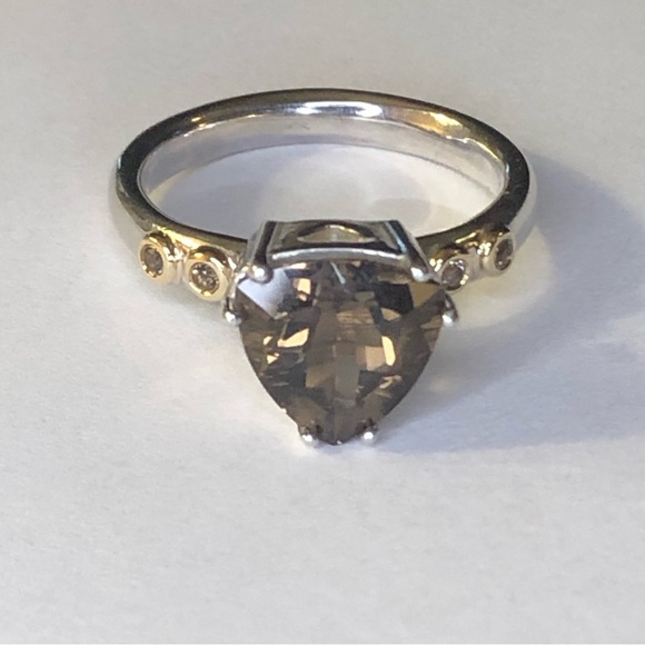 Pandora Smokey Quartz 14k & 925 Ring - Picture 1 of 10
